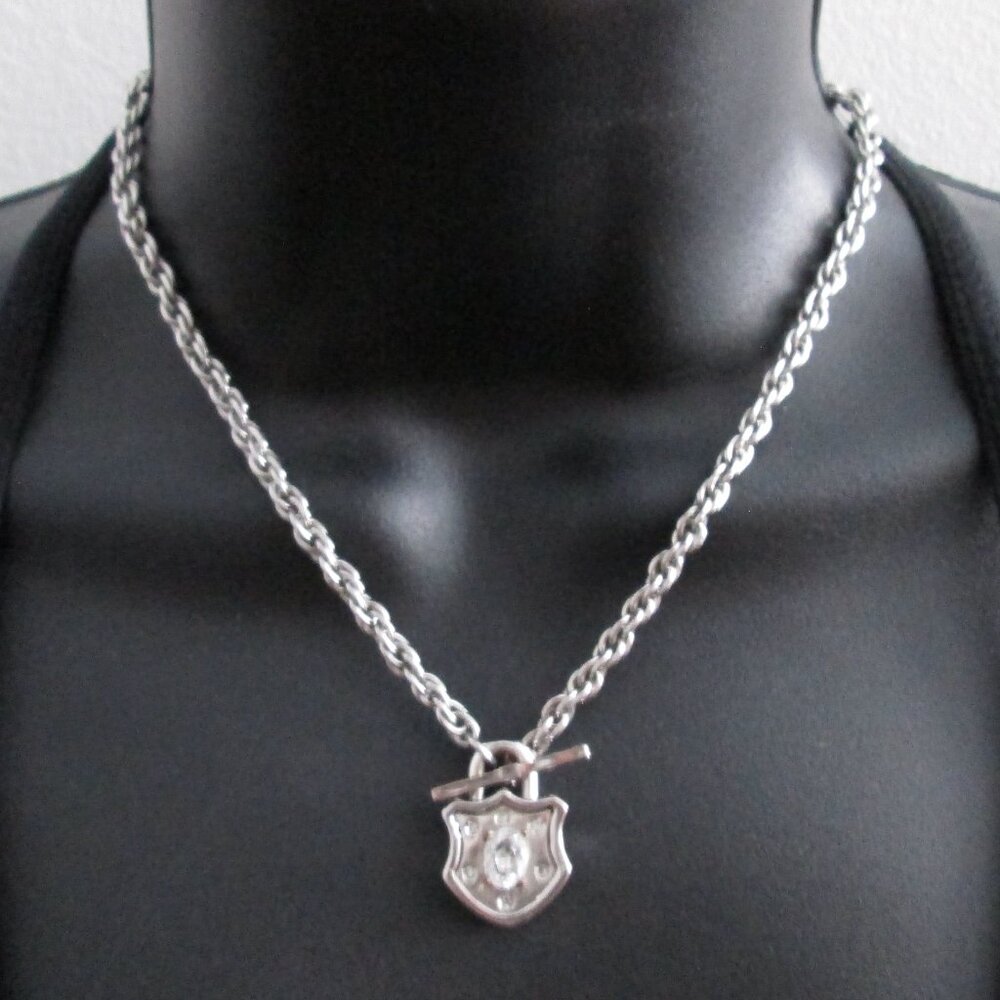 ✨💎🔒 Caroline Néron Chain Toggle Padlock Chain Necklace Clear Oval Crystal